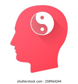 Illustration of a male head icon with a ying yang