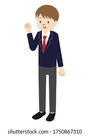 Illustration of a male  high school student  (whole body)