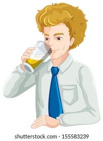 Illustration of a male human drinking