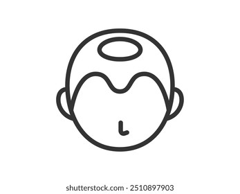 An illustration of a male icon (line drawing) with thinning hair on the top of his head.