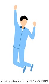 Illustration of a male in jersey jumping with guts, Vector Illustration