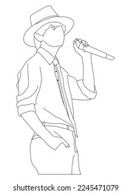 illustration of a male kpop idol singing