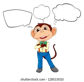 Illustration of a male monkey with blank callouts on a white background