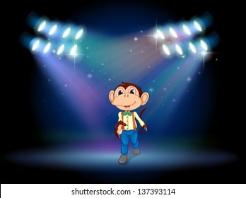Illustration of a male monkey at the stage with spotlights