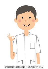 Illustration of a male nurse giving an OK sign.