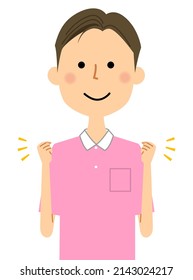 An illustration of the male nursing staff who does Fighting pose.