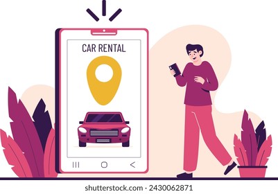 Illustration of Male Order Online Car Rental