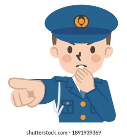 Illustration of a male police officer honking a horn