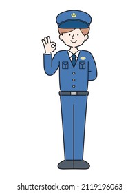 Illustration of a male police signing OK