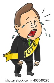 Illustration of a Male Political Candidate Crying After Losing