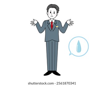 Illustration of a male salesperson serving a customer. Full body illustration of a male businessman.