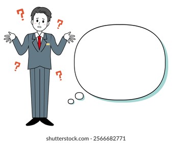 Illustration of a male salesperson serving a customer. Full body illustration of a male businessman.