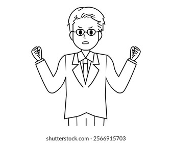 Illustration of a male salesperson serving a customer.  Full body illustration of a male businessman.