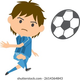Illustration of a male soccer player kicking the ball