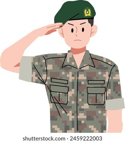 Illustration of a male soldier wearing a beret