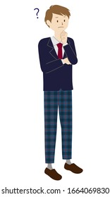 Illustration of a male student standing (thinking)