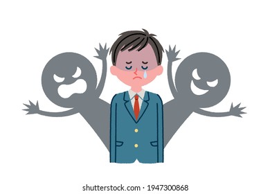 Illustration of a male student suffering from relationships