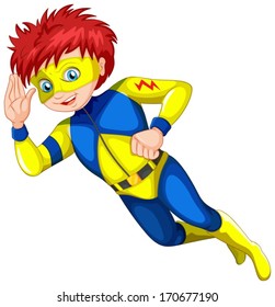 Illustration of a male superhero on a white background