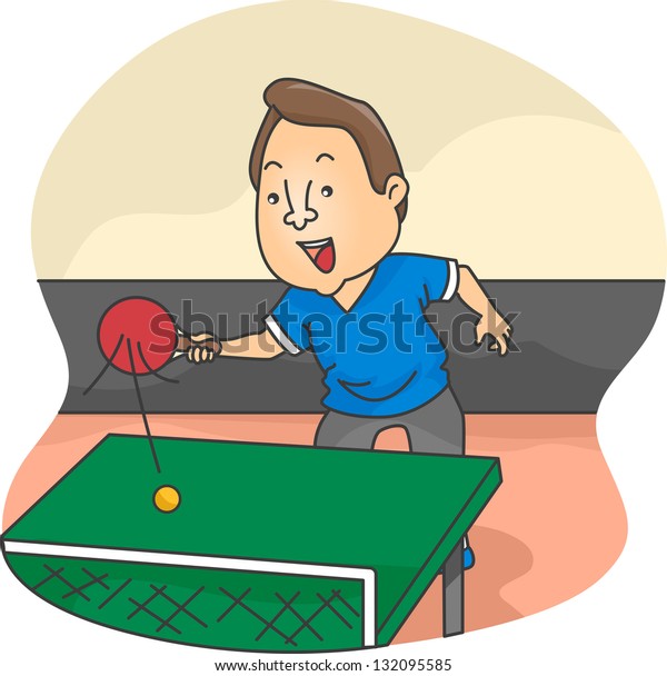 Illustration Male Table Tennis Player Action Stock Vector (Royalty Free ...