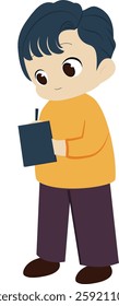 Illustration of a male taking note