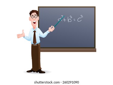 illustration of an male teacher at  work in isolated white