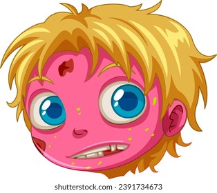 Illustration of a male teen zombie with pink skin