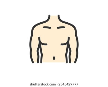 Ilustración de un icono de cuerpo tonificado masculino (color de dibujo de línea).