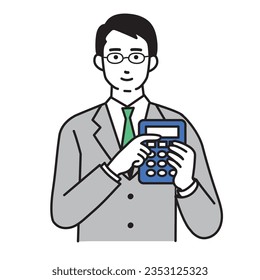 Illustration of a male upper body embodying an image of an accountant or tax accountant