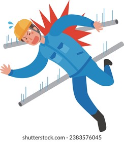 Illustration of a male worker injured by a falling object