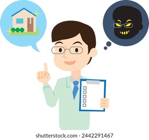 Illustration of a male worker in a renovation scam