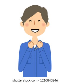 It is an illustration of a male worker who is pleased.