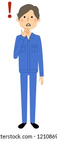 It is an illustration of a male worker who is surprised.