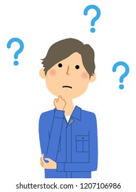 It is an illustration of a male worker who wonders.