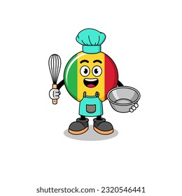 Ilustración de la bandera malí como cocinero de panadería, diseño de carácter