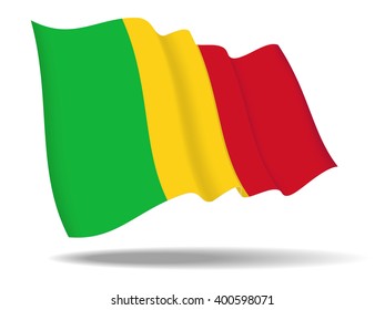illustration Mali flag waving Isolated on White Background,vector