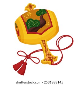 Illustration of a mallet with a pine pattern