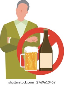 Illustration of a man abstaining from alcohol