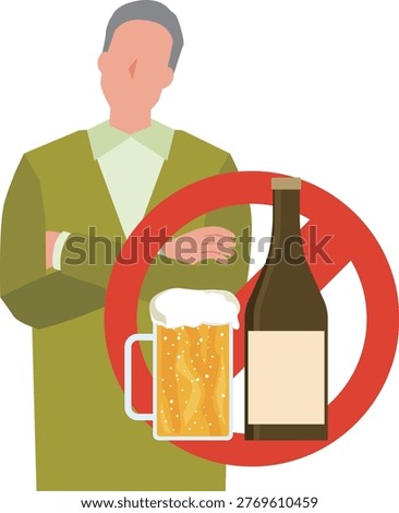 Illustration of a man abstaining from alcohol