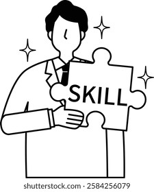 Illustration of a man acquiring skills