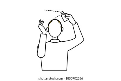 Illustration of a man with AGA androgenetic alopecia: Use a hair restorer