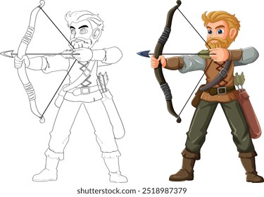 Ilustración de un hombre apuntando con un arco
