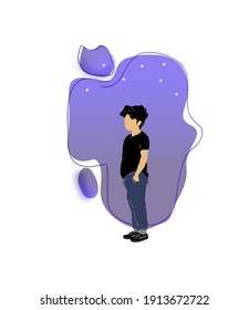 illustration of a man alone in the middle of the night