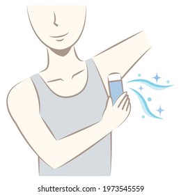 Illustration of a man applying antiperspirant or deodorant cream to his armpits