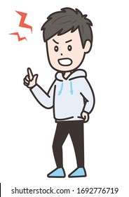 It is an illustration of a man arguing. Vector image.