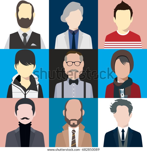 Illustration Man Avatar Various Hair Style Stock Vector (Royalty Free