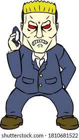 Illustration of a man with a bad face. anger.