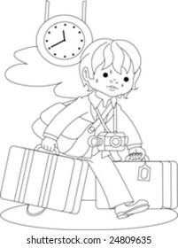  	 illustration of a man with baggage
