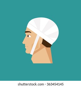 Illustration of a man with a bandaged head