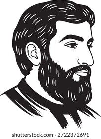 Ilustração de um homem com barba e bigode