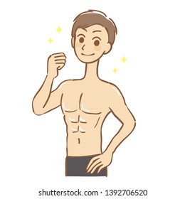 Illustration of a man with beautiful muscles